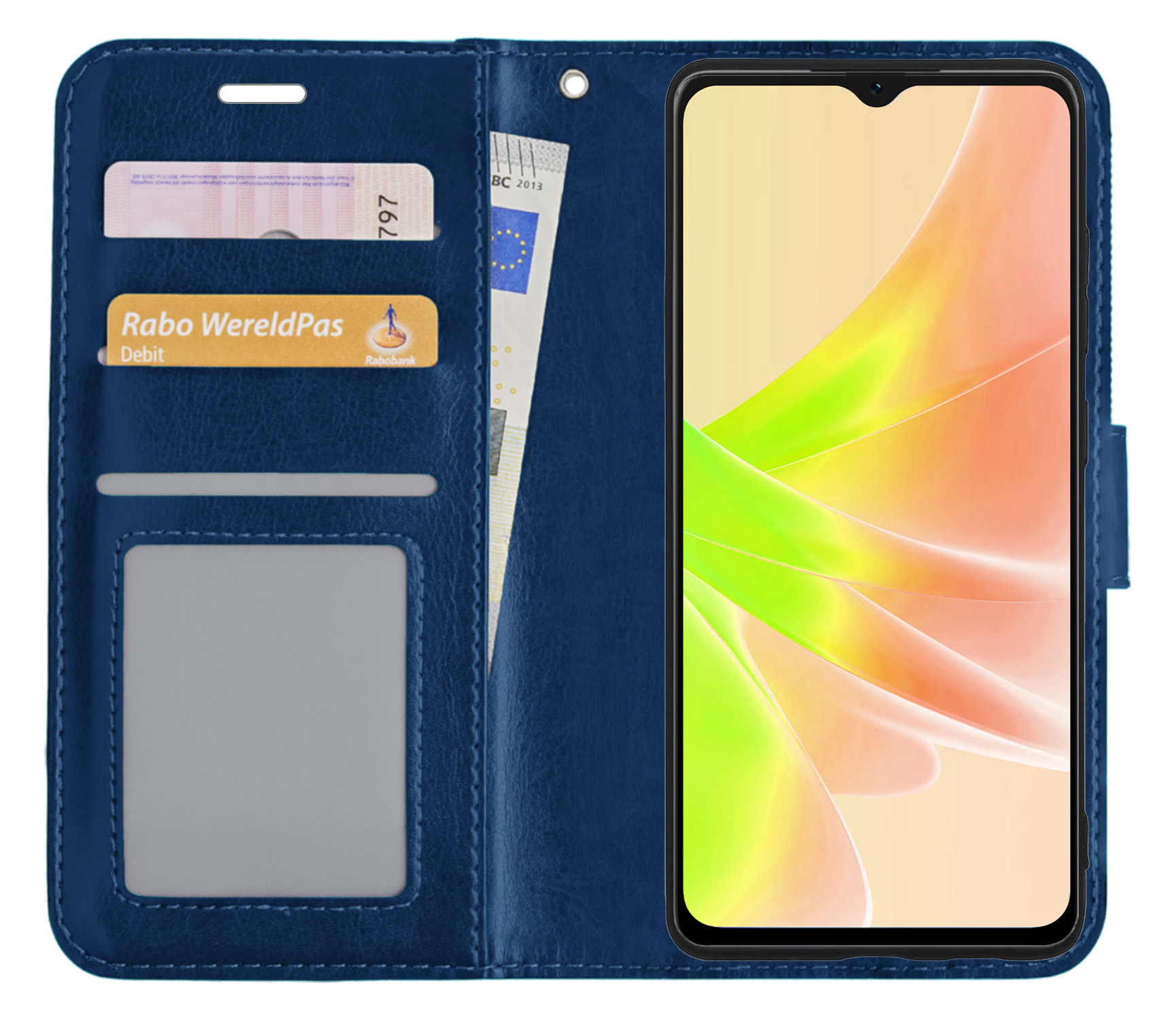 NoXx Hoes Geschikt voor OPPO A57 Hoesje Book Case Hoes Flip Cover Wallet Bookcase - Donkerblauw