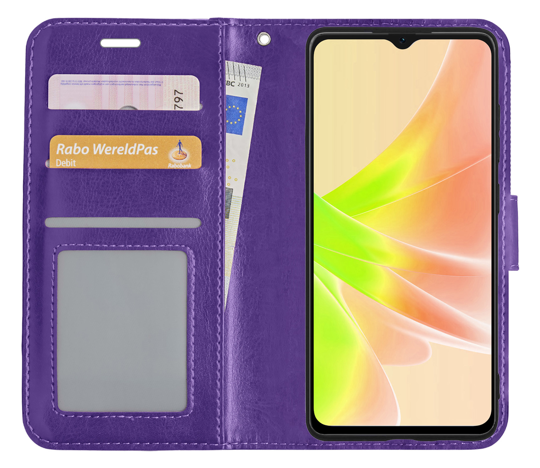 NoXx Hoes Geschikt voor OPPO A57 Hoesje Book Case Hoes Flip Cover Wallet Bookcase - Paars