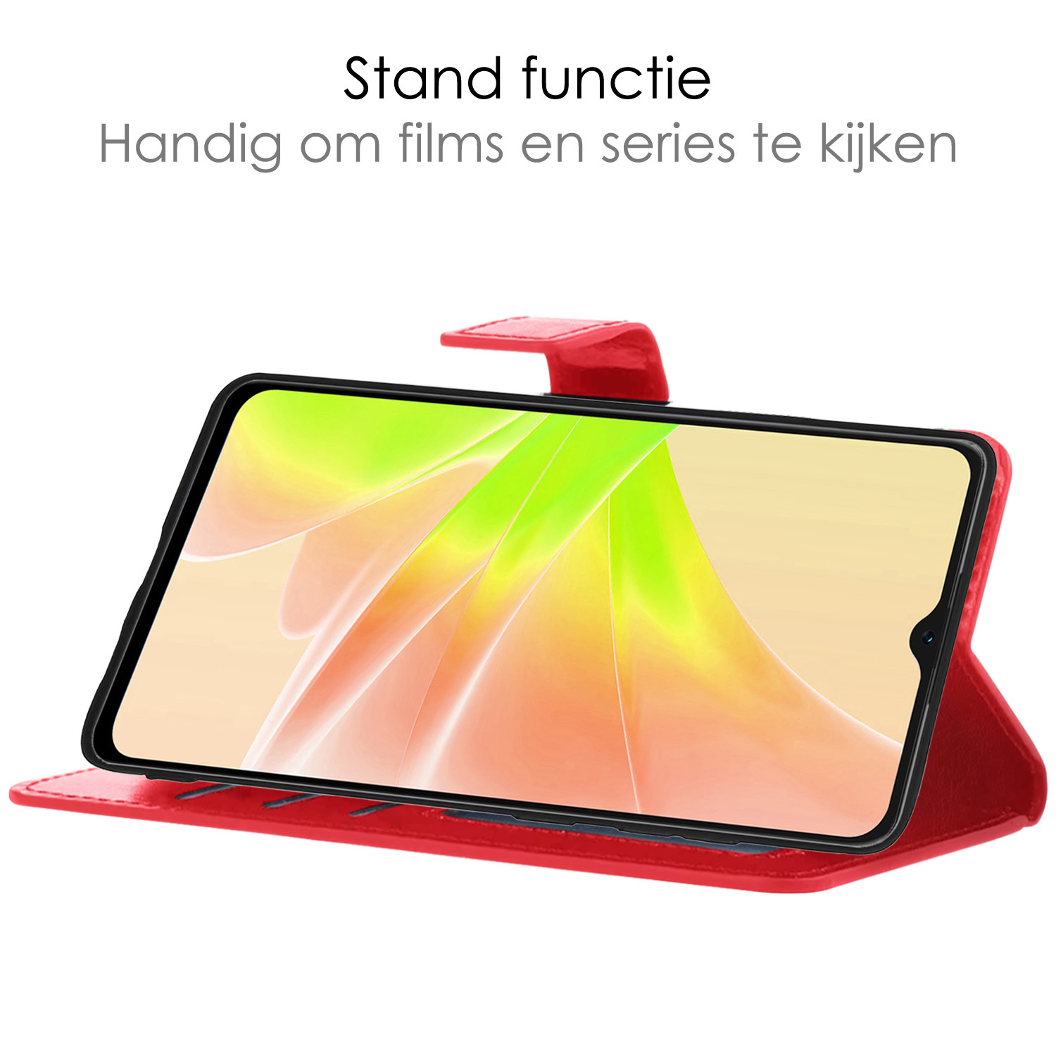 NoXx Hoes Geschikt voor OPPO A57 Hoesje Book Case Hoes Flip Cover Wallet Bookcase - Rood