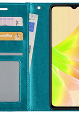 NoXx Hoes Geschikt voor OPPO A57 Hoesje Book Case Hoes Flip Cover Wallet Bookcase - Turquoise