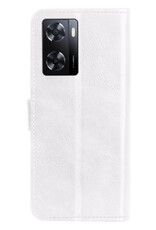 NoXx Hoes Geschikt voor OPPO A57 Hoesje Book Case Hoes Flip Cover Wallet Bookcase - Wit