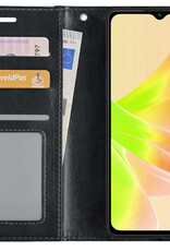 NoXx Hoes Geschikt voor OPPO A57 Hoesje Book Case Hoes Flip Cover Wallet Bookcase - Zwart