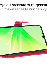 Nomfy Hoesje Geschikt voor OPPO A57 Hoes Bookcase Flipcase Book Cover - Hoes Geschikt voor OPPO A57 Hoesje Book Case - Donkerroze