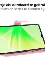 Nomfy Hoesje Geschikt voor OPPO A57 Hoes Bookcase Flipcase Book Cover - Hoes Geschikt voor OPPO A57 Hoesje Book Case - Lichtroze