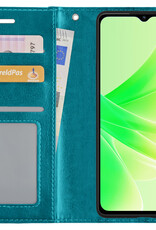 Nomfy Hoesje Geschikt voor OPPO A57 Hoes Bookcase Flipcase Book Cover - Hoes Geschikt voor OPPO A57 Hoesje Book Case - Turquoise