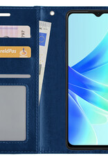 BASEY. Hoes Geschikt voor OPPO A17 Hoesje Bookcase Hoes Flip Case Book Cover Met 2x Screenprotector - Hoesje Geschikt voor OPPO A17 Hoes Book Case Hoesje - Donkerblauw