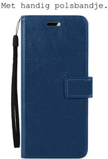 BASEY. Hoes Geschikt voor OPPO A17 Hoesje Bookcase Hoes Flip Case Book Cover Met 2x Screenprotector - Hoesje Geschikt voor OPPO A17 Hoes Book Case Hoesje - Donkerblauw