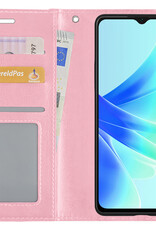 BASEY. OPPO A17 Hoesje Bookcase Hoes Flip Case Book Cover 2x Met Screenprotector - OPPO A17 Hoes Book Case Hoesje - Licht Roze