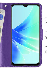 BASEY. Hoes Geschikt voor OPPO A17 Hoesje Bookcase Hoes Flip Case Book Cover Met 2x Screenprotector - Hoesje Geschikt voor OPPO A17 Hoes Book Case Hoesje - Paars