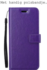BASEY. Hoes Geschikt voor OPPO A17 Hoesje Bookcase Hoes Flip Case Book Cover Met 2x Screenprotector - Hoesje Geschikt voor OPPO A17 Hoes Book Case Hoesje - Paars