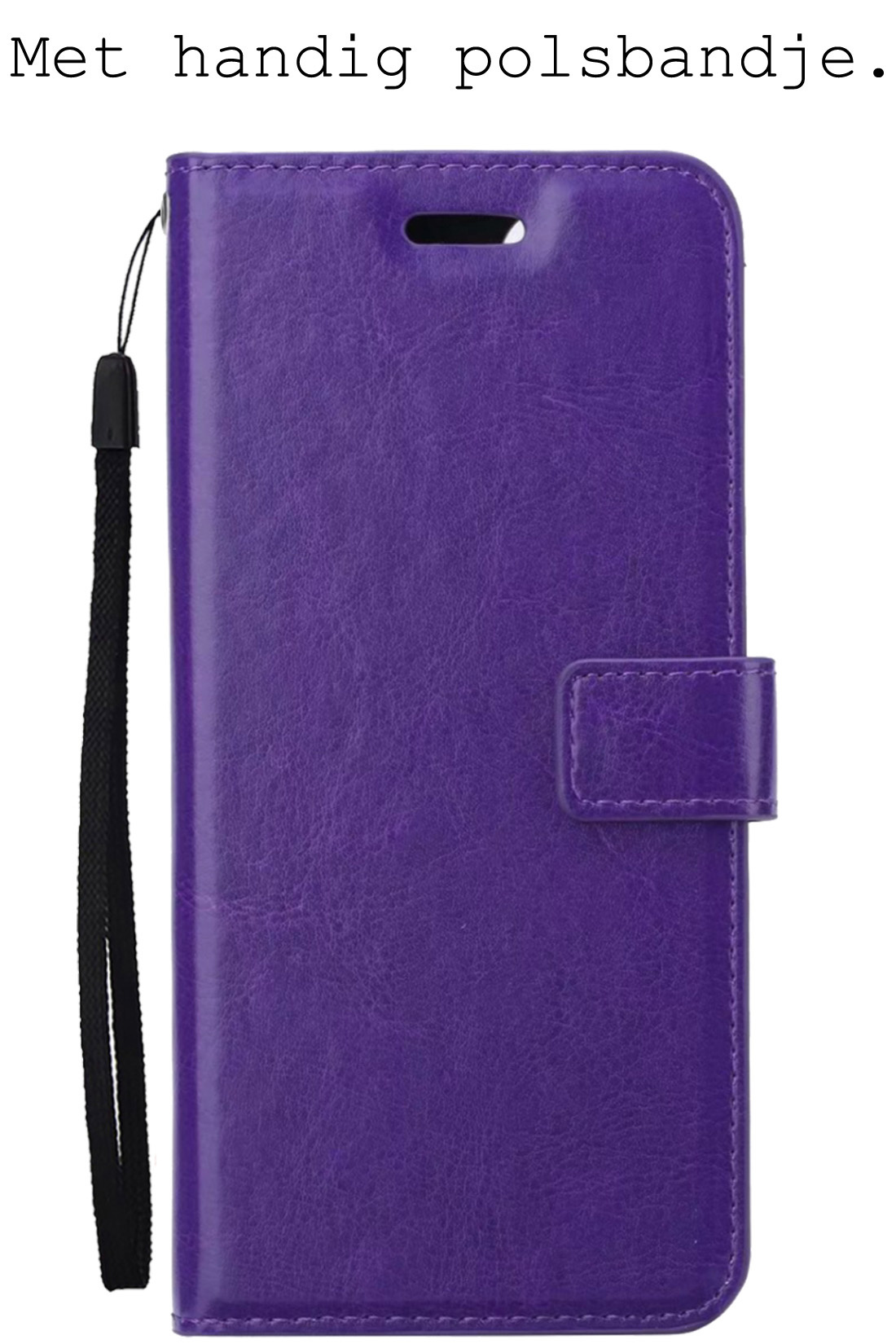 BASEY. Hoes Geschikt voor OPPO A17 Hoesje Bookcase Hoes Flip Case Book Cover Met 2x Screenprotector - Hoesje Geschikt voor OPPO A17 Hoes Book Case Hoesje - Paars