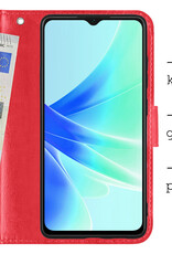 BASEY. Hoes Geschikt voor OPPO A17 Hoesje Bookcase Hoes Flip Case Book Cover Met 2x Screenprotector - Hoesje Geschikt voor OPPO A17 Hoes Book Case Hoesje - Rood