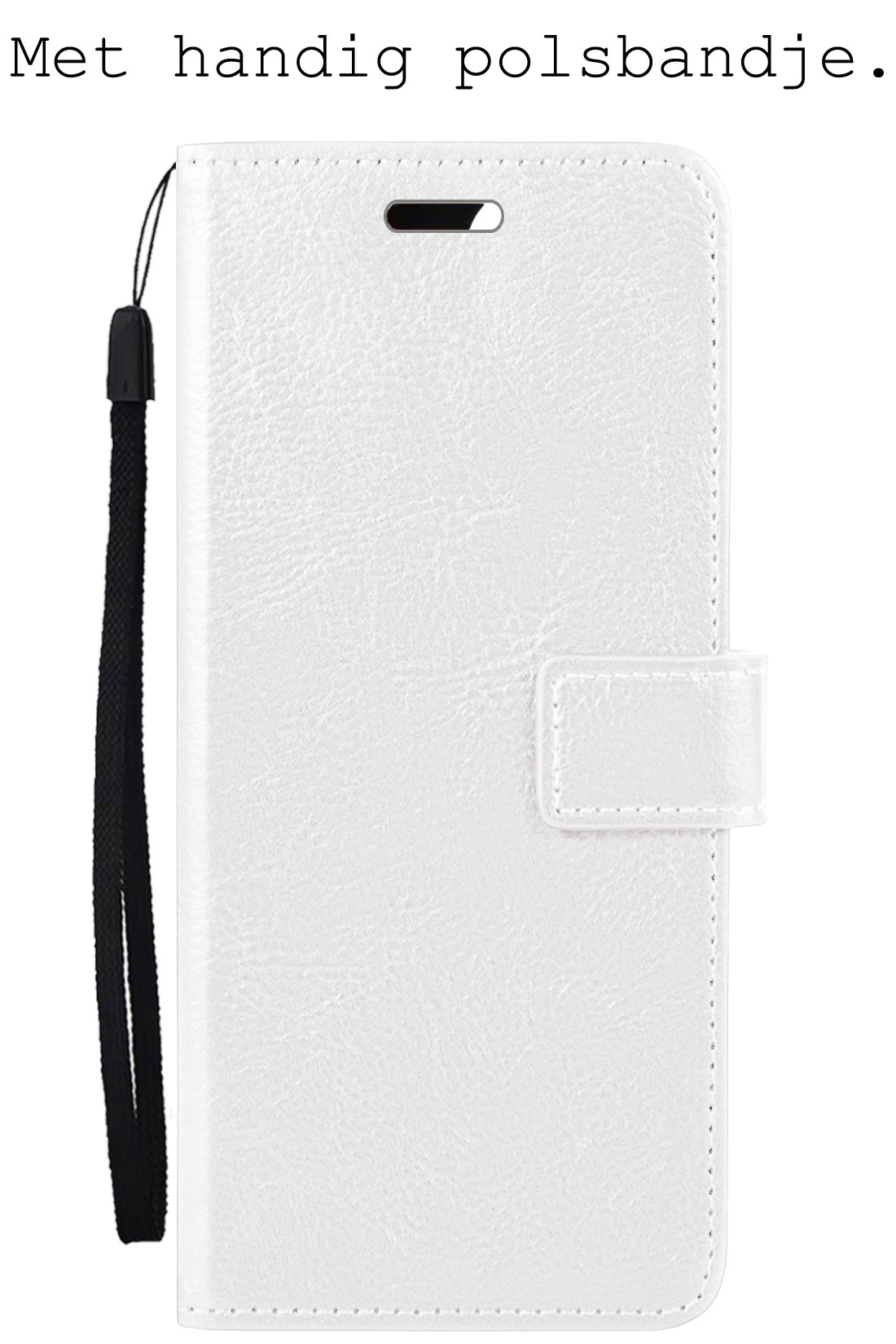 BASEY. Hoes Geschikt voor OPPO A17 Hoesje Bookcase Hoes Flip Case Book Cover Met 2x Screenprotector - Hoesje Geschikt voor OPPO A17 Hoes Book Case Hoesje - Wit