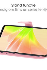 NoXx Hoes Geschikt voor OPPO A17 Hoesje Book Case Hoes Flip Cover Wallet Bookcase Met 2x Screenprotector - Lichtroze