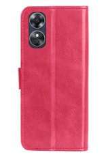 Nomfy Hoesje Geschikt voor OPPO A17 Hoes Bookcase Flipcase Book Cover Met Screenprotector - Hoes Geschikt voor OPPO A17 Hoesje Book Case - Donkerroze
