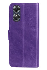 Nomfy Hoesje Geschikt voor OPPO A17 Hoes Bookcase Flipcase Book Cover Met 2x Screenprotector - Hoes Geschikt voor OPPO A17 Hoesje Book Case - Paars