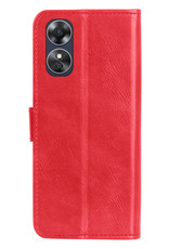 Nomfy Hoesje Geschikt voor OPPO A17 Hoes Bookcase Flipcase Book Cover Met 2x Screenprotector - Hoes Geschikt voor OPPO A17 Hoesje Book Case - Rood