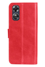 Nomfy OPPO A17 Hoes Bookcase Flipcase Book Cover Met 2x Screenprotector - OPPO A17 Hoesje Book Case - Rood