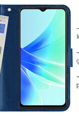 BASEY. Hoes Geschikt voor OPPO A57 Hoesje Bookcase Hoes Flip Case Book Cover Met Screenprotector - Hoesje Geschikt voor OPPO A57 Hoes Book Case Hoesje - Donkerblauw