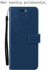 BASEY. Hoes Geschikt voor OPPO A57 Hoesje Bookcase Hoes Flip Case Book Cover Met Screenprotector - Hoesje Geschikt voor OPPO A57 Hoes Book Case Hoesje - Donkerblauw