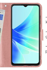 BASEY. Hoes Geschikt voor OPPO A57 Hoesje Bookcase Hoes Flip Case Book Cover Met Screenprotector - Hoesje Geschikt voor OPPO A57 Hoes Book Case Hoesje - Rosé goud