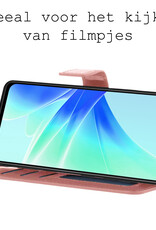 BASEY. Hoes Geschikt voor OPPO A57 Hoesje Bookcase Hoes Flip Case Book Cover Met Screenprotector - Hoesje Geschikt voor OPPO A57 Hoes Book Case Hoesje - Rosé goud
