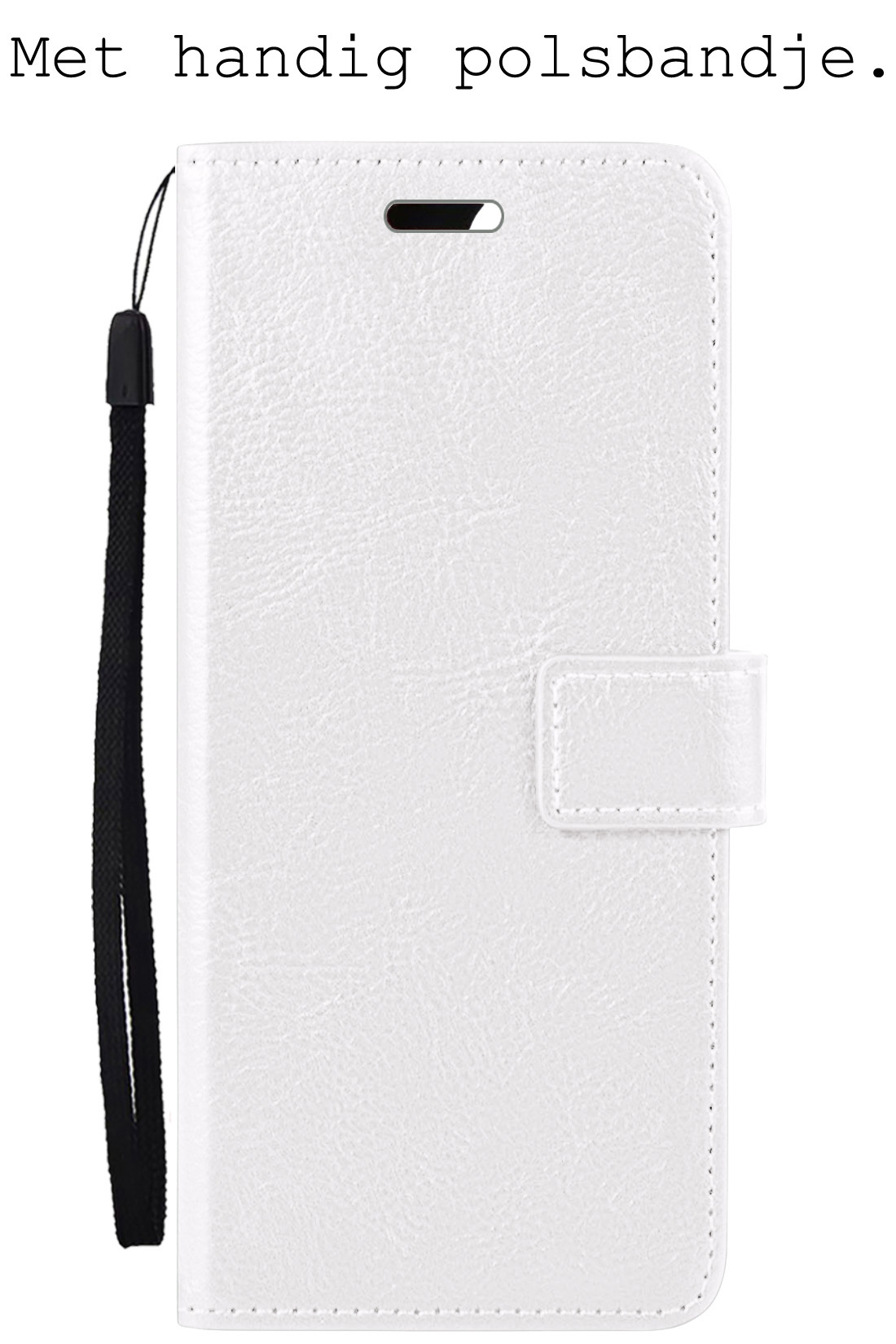 BASEY. Hoes Geschikt voor OPPO A57 Hoesje Bookcase Hoes Flip Case Book Cover Met Screenprotector - Hoesje Geschikt voor OPPO A57 Hoes Book Case Hoesje - Wit