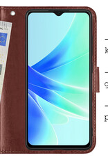 BASEY. Hoes Geschikt voor OPPO A57 Hoesje Bookcase Hoes Flip Case Book Cover Met 2x Screenprotector - Hoesje Geschikt voor OPPO A57 Hoes Book Case Hoesje - Bruin