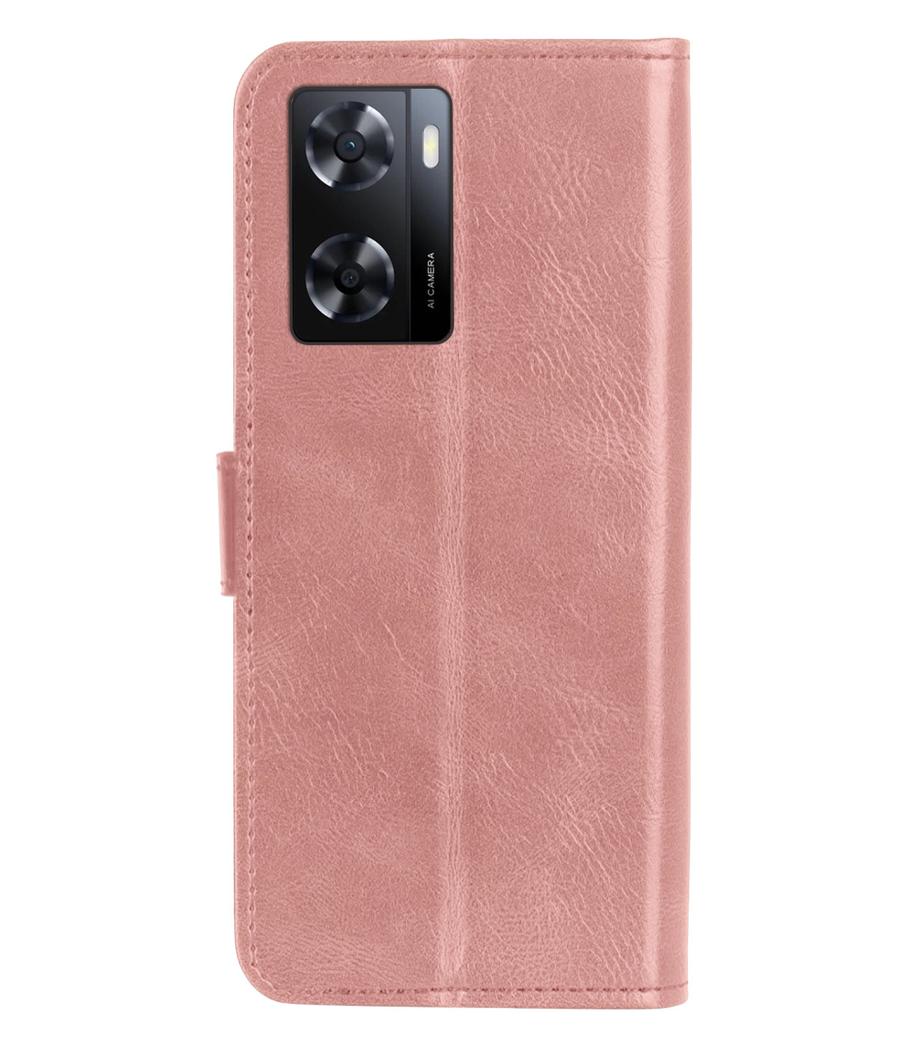 BASEY. Hoes Geschikt voor OPPO A57 Hoesje Bookcase Hoes Flip Case Book Cover Met 2x Screenprotector - Hoesje Geschikt voor OPPO A57 Hoes Book Case Hoesje - Rosé goud