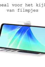 BASEY. Hoes Geschikt voor OPPO A57 Hoesje Bookcase Hoes Flip Case Book Cover Met 2x Screenprotector - Hoesje Geschikt voor OPPO A57 Hoes Book Case Hoesje - Wit