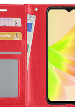 NoXx Hoes Geschikt voor OPPO A57 Hoesje Book Case Hoes Flip Cover Wallet Bookcase Met Screenprotector - Rood