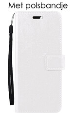 NoXx Hoes Geschikt voor OPPO A57 Hoesje Book Case Hoes Flip Cover Wallet Bookcase Met Screenprotector - Wit