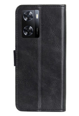 Hoes Geschikt voor OPPO A57 Hoesje Book Case Hoes Flip Cover Wallet Bookcase Met Screenprotector - Zwart