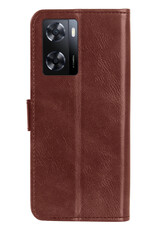NoXx Hoes Geschikt voor OPPO A57 Hoesje Book Case Hoes Flip Cover Wallet Bookcase Met 2x Screenprotector - Bruin