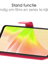 NoXx Hoes Geschikt voor OPPO A57 Hoesje Book Case Hoes Flip Cover Wallet Bookcase Met 2x Screenprotector - Donkerroze