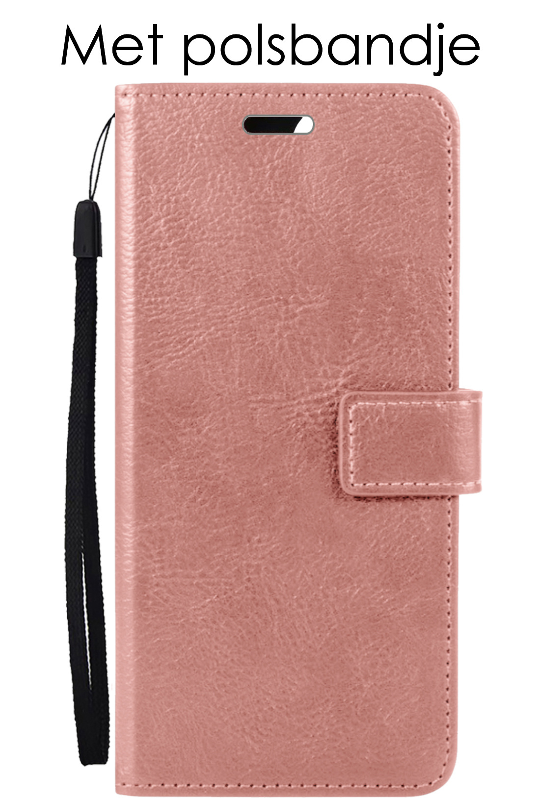 NoXx Hoes Geschikt voor OPPO A57 Hoesje Book Case Hoes Flip Cover Wallet Bookcase Met 2x Screenprotector - Rosé goud