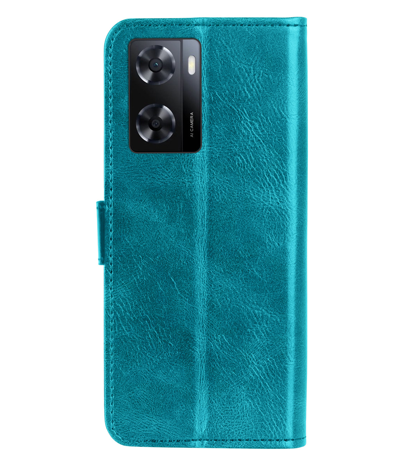 Hoes Geschikt voor OPPO A57 Hoesje Book Case Hoes Flip Cover Wallet Bookcase Met 2x Screenprotector - Turquoise