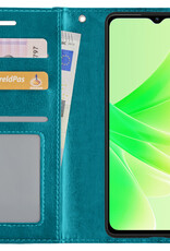 Hoesje Geschikt voor OPPO A57 Hoes Bookcase Flipcase Book Cover Met Screenprotector - Hoes Geschikt voor OPPO A57 Hoesje Book Case - Turquoise