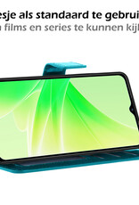 Nomfy Hoesje Geschikt voor OPPO A57 Hoes Bookcase Flipcase Book Cover Met Screenprotector - Hoes Geschikt voor OPPO A57 Hoesje Book Case - Turquoise