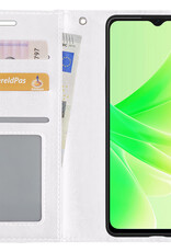 Nomfy Hoesje Geschikt voor OPPO A57 Hoes Bookcase Flipcase Book Cover Met Screenprotector - Hoes Geschikt voor OPPO A57 Hoesje Book Case - Wit