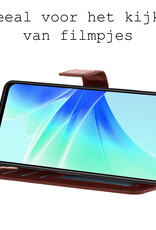 BASEY. Hoes Geschikt voor OPPO A57s Hoesje Bookcase Hoes Flip Case Book Cover Met Screenprotector - Hoesje Geschikt voor OPPO A57s Hoes Book Case Hoesje - Bruin