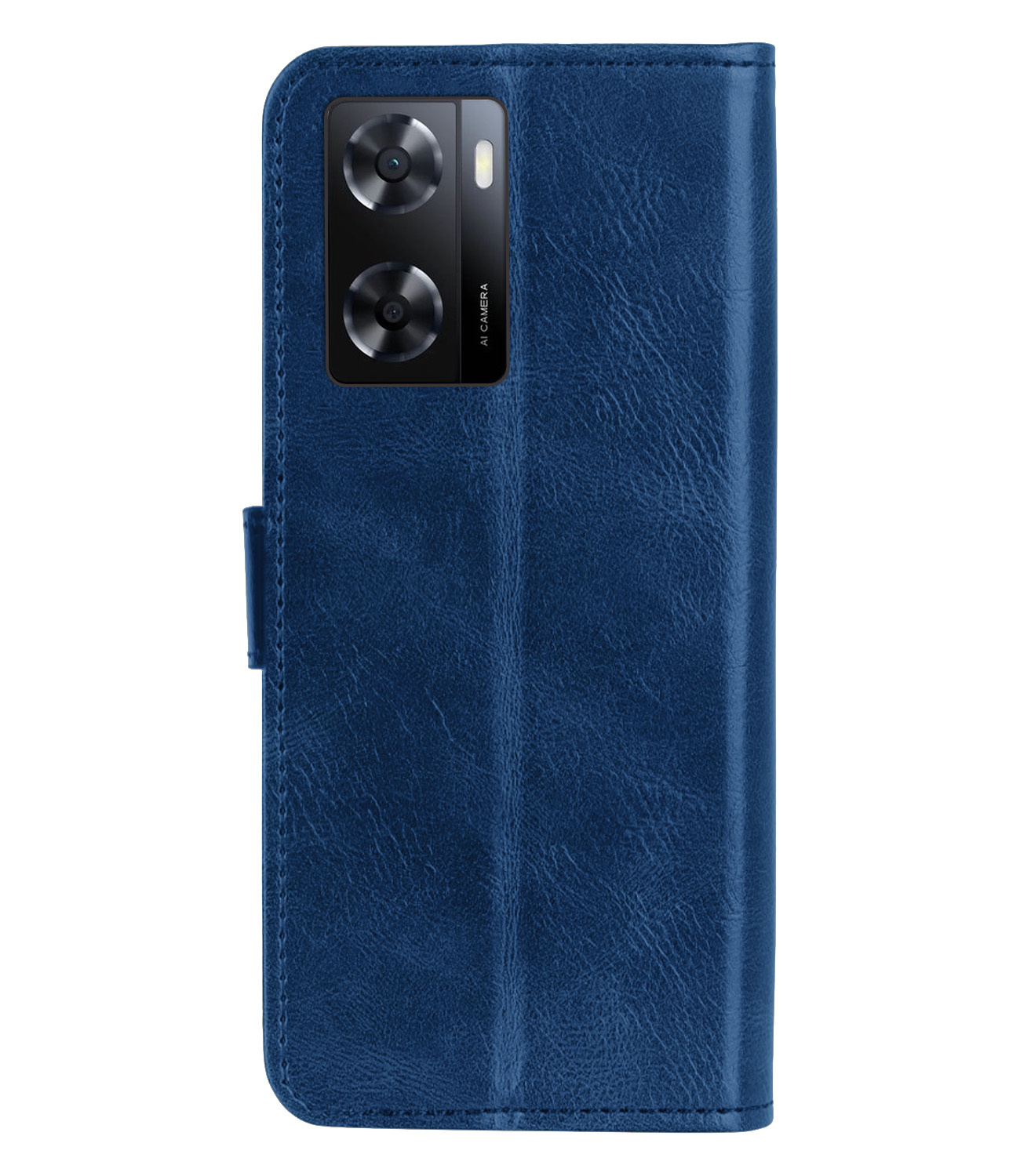 BASEY. Hoes Geschikt voor OPPO A57s Hoesje Bookcase Hoes Flip Case Book Cover Met Screenprotector - Hoesje Geschikt voor OPPO A57s Hoes Book Case Hoesje - Donkerblauw