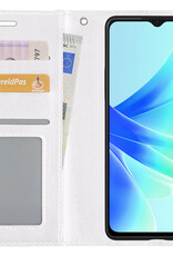 BASEY. Hoes Geschikt voor OPPO A57s Hoesje Bookcase Hoes Flip Case Book Cover Met Screenprotector - Hoesje Geschikt voor OPPO A57s Hoes Book Case Hoesje - Wit