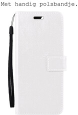 BASEY. Hoes Geschikt voor OPPO A57s Hoesje Bookcase Hoes Flip Case Book Cover Met Screenprotector - Hoesje Geschikt voor OPPO A57s Hoes Book Case Hoesje - Wit