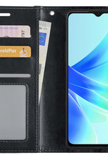 BASEY. Hoes Geschikt voor OPPO A57s Hoesje Bookcase Hoes Flip Case Book Cover Met Screenprotector - Hoesje Geschikt voor OPPO A57s Hoes Book Case Hoesje - Zwart