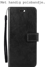 BASEY. Hoes Geschikt voor OPPO A57s Hoesje Bookcase Hoes Flip Case Book Cover Met Screenprotector - Hoesje Geschikt voor OPPO A57s Hoes Book Case Hoesje - Zwart