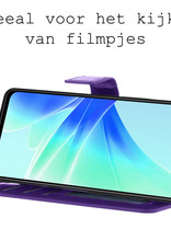 BASEY. Hoes Geschikt voor OPPO A57s Hoesje Bookcase Hoes Flip Case Book Cover Met 2x Screenprotector - Hoesje Geschikt voor OPPO A57s Hoes Book Case Hoesje - Paars