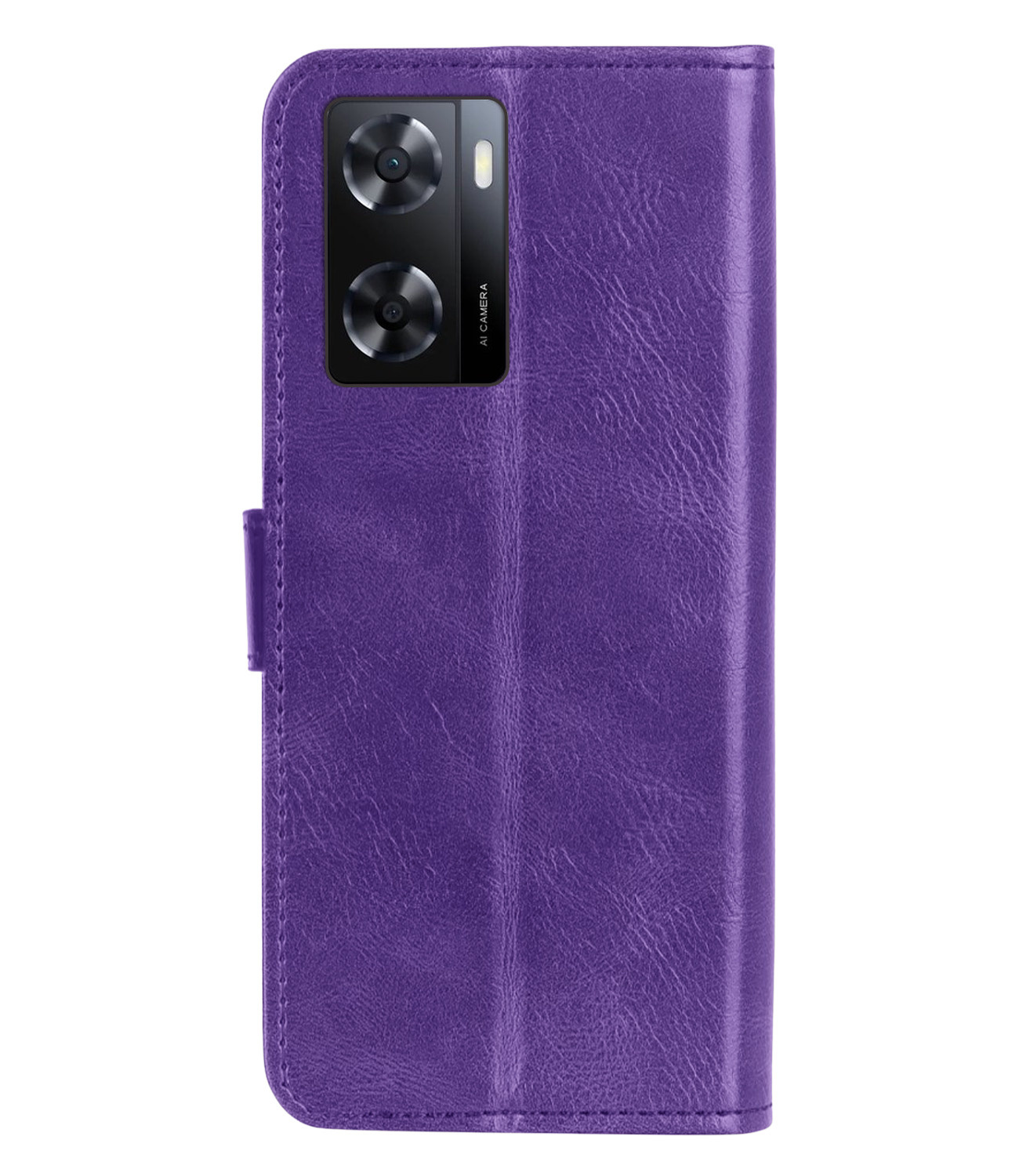 BASEY. Hoes Geschikt voor OPPO A57s Hoesje Bookcase Hoes Flip Case Book Cover Met 2x Screenprotector - Hoesje Geschikt voor OPPO A57s Hoes Book Case Hoesje - Paars