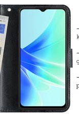 BASEY. Hoes Geschikt voor OPPO A57s Hoesje Bookcase Hoes Flip Case Book Cover Met 2x Screenprotector - Hoesje Geschikt voor OPPO A57s Hoes Book Case Hoesje - Zwart