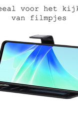 BASEY. Hoes Geschikt voor OPPO A57s Hoesje Bookcase Hoes Flip Case Book Cover Met 2x Screenprotector - Hoesje Geschikt voor OPPO A57s Hoes Book Case Hoesje - Zwart